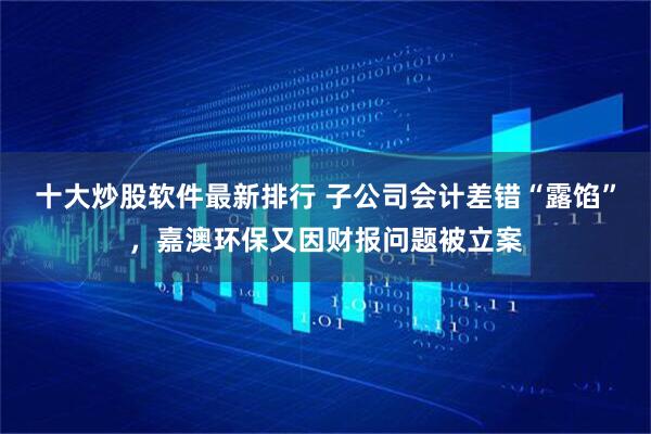 十大炒股软件最新排行 子公司会计差错“露馅”，嘉澳环保又因财报问题被立案