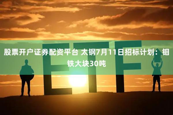 股票开户证券配资平台 太钢7月11日招标计划：钼铁大块30吨