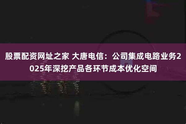 股票配资网址之家 大唐电信：公司集成电路业务2025年深挖产品各环节成本优化空间